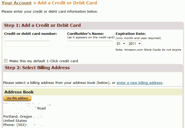 Add Credit Card or Debit Card to Amazon