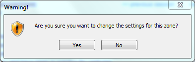 Confirm Security Zone Settings Change