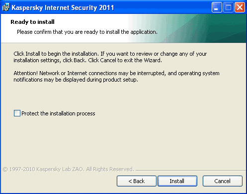 Disable Self Defense During KIS 2011 Installation