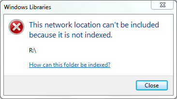Windows Libraries Cannot Include Network Location