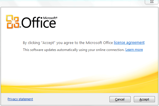 Agree Microsoft Office License Agreement