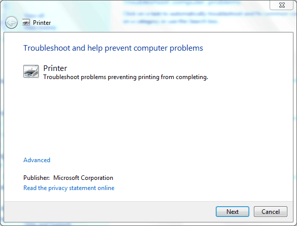 Printer Troubleshoot Wizard