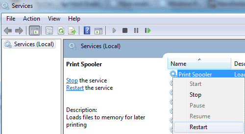 Restart Print Spooler