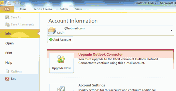 Upgrade Outlook Hotmail Connector after Downgrade Office x64 to x86