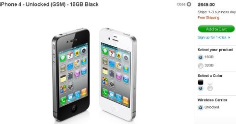 Unlocked iPhone 4 in US