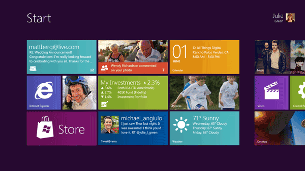 Windows 8 Immersive Start Screen