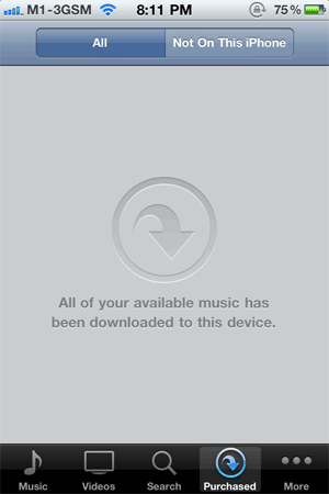 Purchased Music on iOS' iTunes