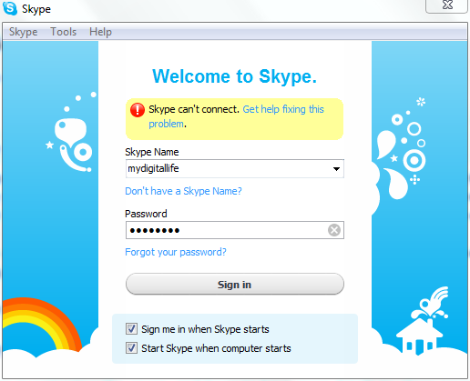 Cannot Login to Skype