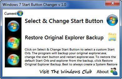 Windows 7 Start Button Changer