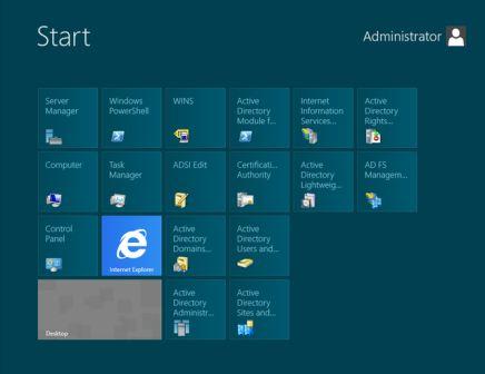 Windows Server 2012 Start Screen