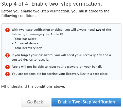 Enable Apple ID Two-Step Verification
