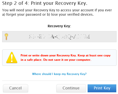 Apple ID 2FA Recovery Key