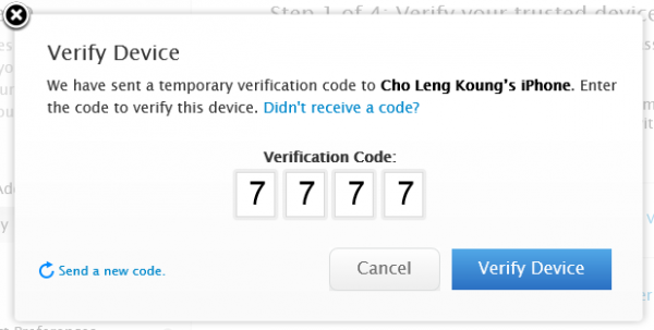 Verification Code for Apple ID 2FA