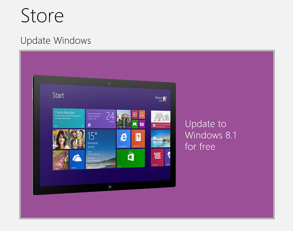 Free Windows 8.1 Update in Windows Store