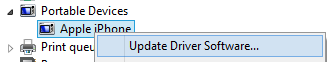 Apple iPhone in Device Manager
