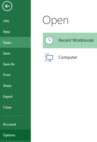 Office 2013 Options