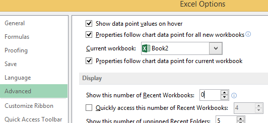 Change Number of Recent Items in Office 2013