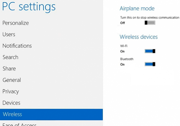 Disable or Enable Bluetooth in Windows 8