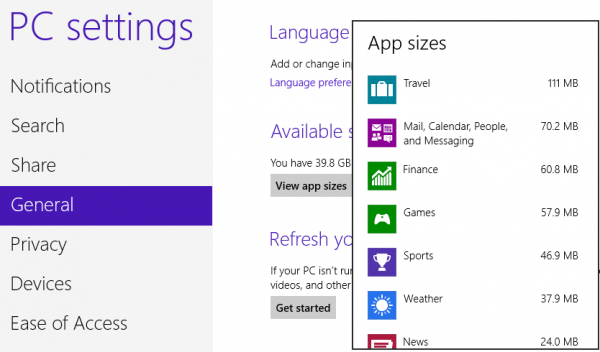 Windows 8 App Sizes