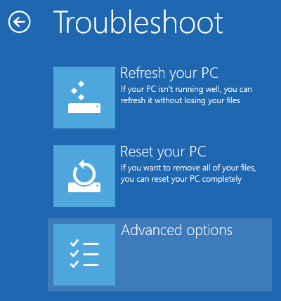 Windows 8 Boot Options to Safe Mode