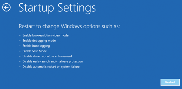 Windows 8 Boot Options to Safe Mode