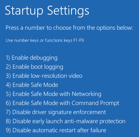 Windows 8 Startup Options