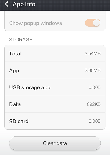 Android App Clear Data 
