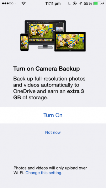 OneDrive Auto Camera Upload