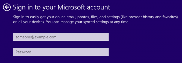 Sign into Microsoft Account in Windows 8 & 10